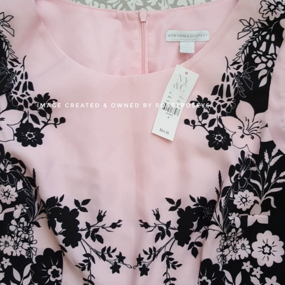 New York & Co Career Pink Floral Sheath Dress - Picture 2 of 7